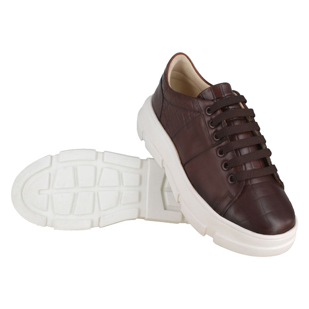 Tenis 011 Dama Becerro Cognac Grabado Cognac Suela TR