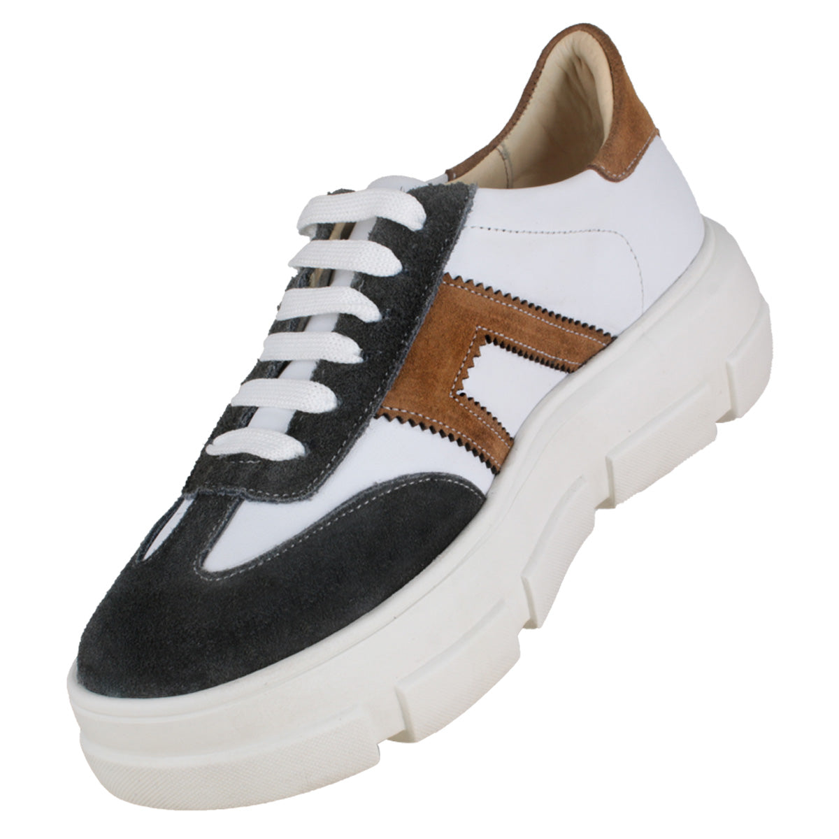 Tenis 07 Dama Trento Blanco Nobuck Gris/Arena Suela TR