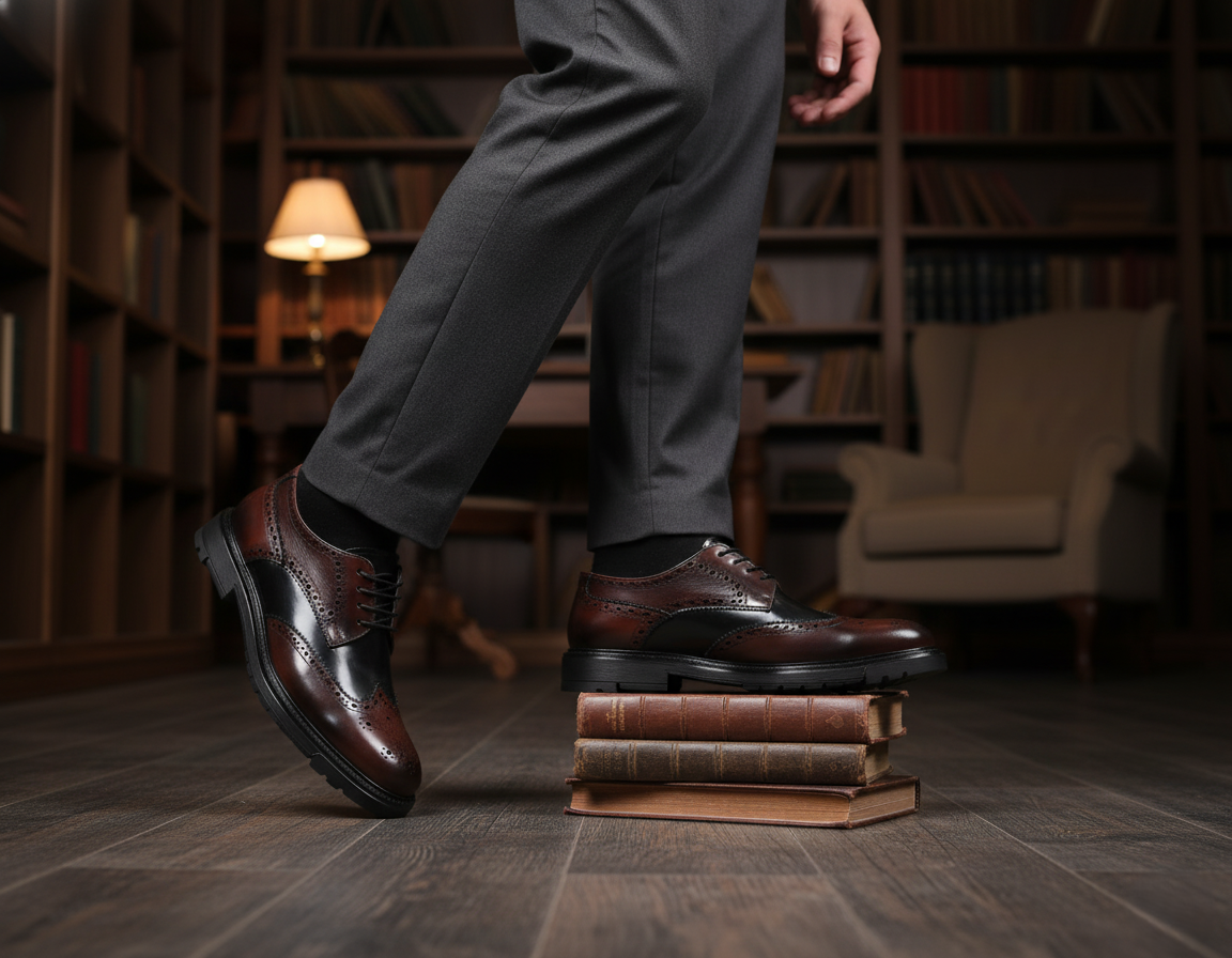 Zapato 8026 Caballero Camaleón Café/Negro Suela TR