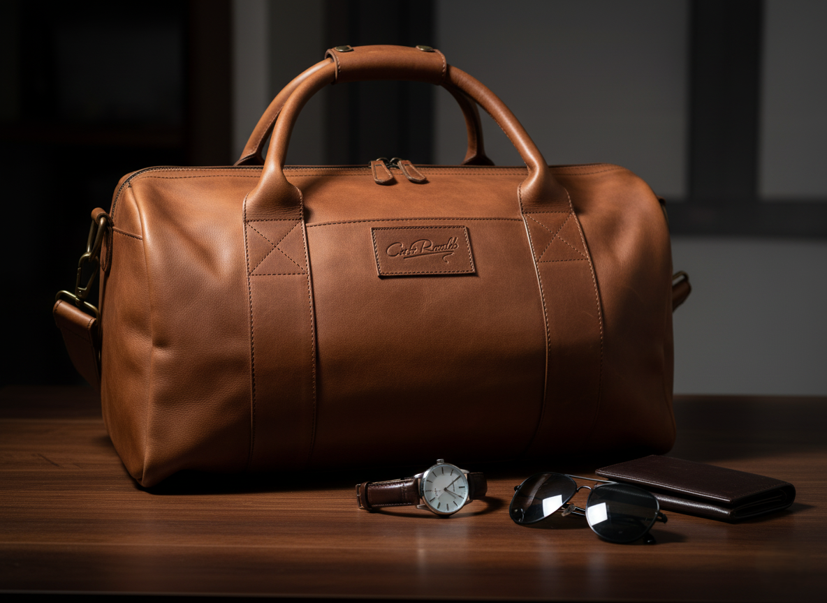 Duffel Bag / Maleta de Viaje Piel Res Premium Café Brown con Efectos
