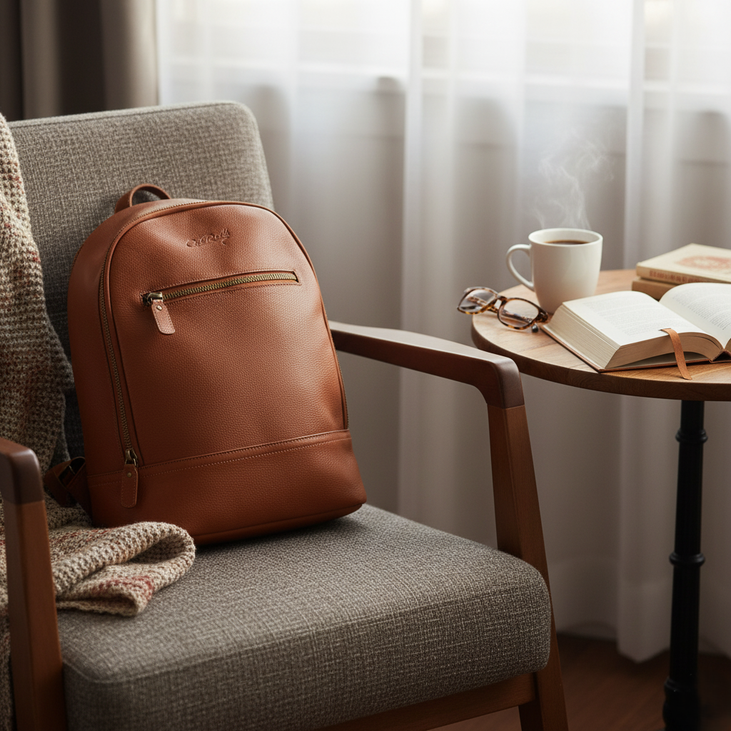 Backpack / Mochila Minimalista Piel Res Premium Café