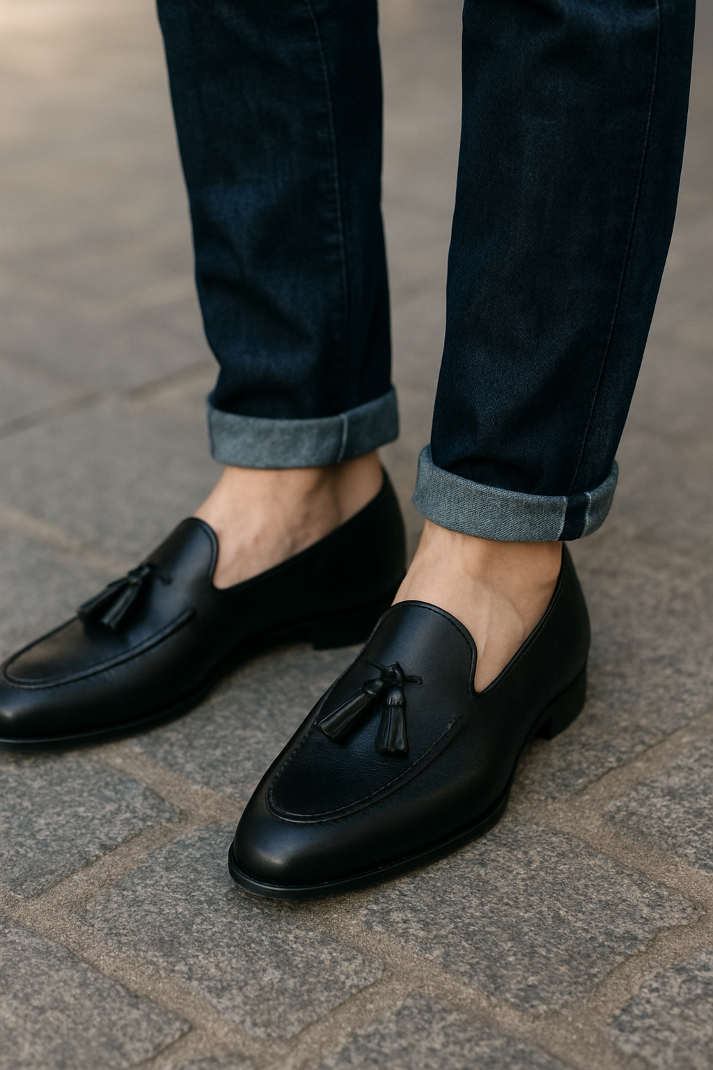 Zapato 012 Caballero Becerro Negro Suela Cuero