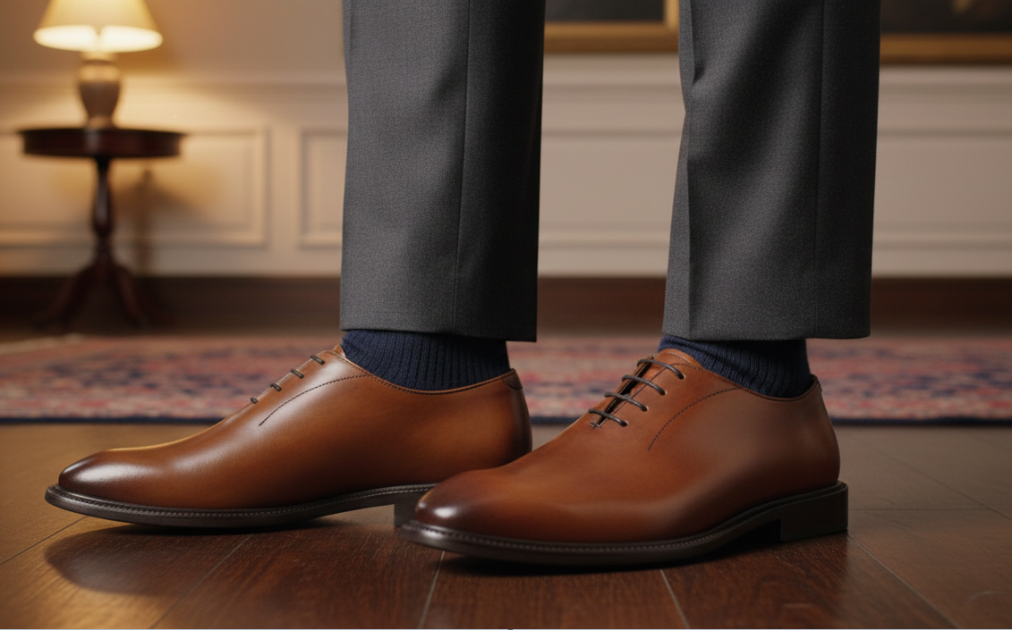 Zapato 1214 Caballero Becerro Café Brown Suela Cuero