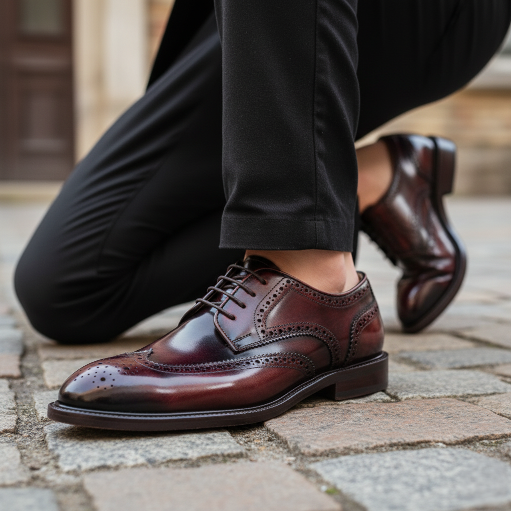 Zapato 1330 Caballero Camaleón Café Suela Cuero Injerto