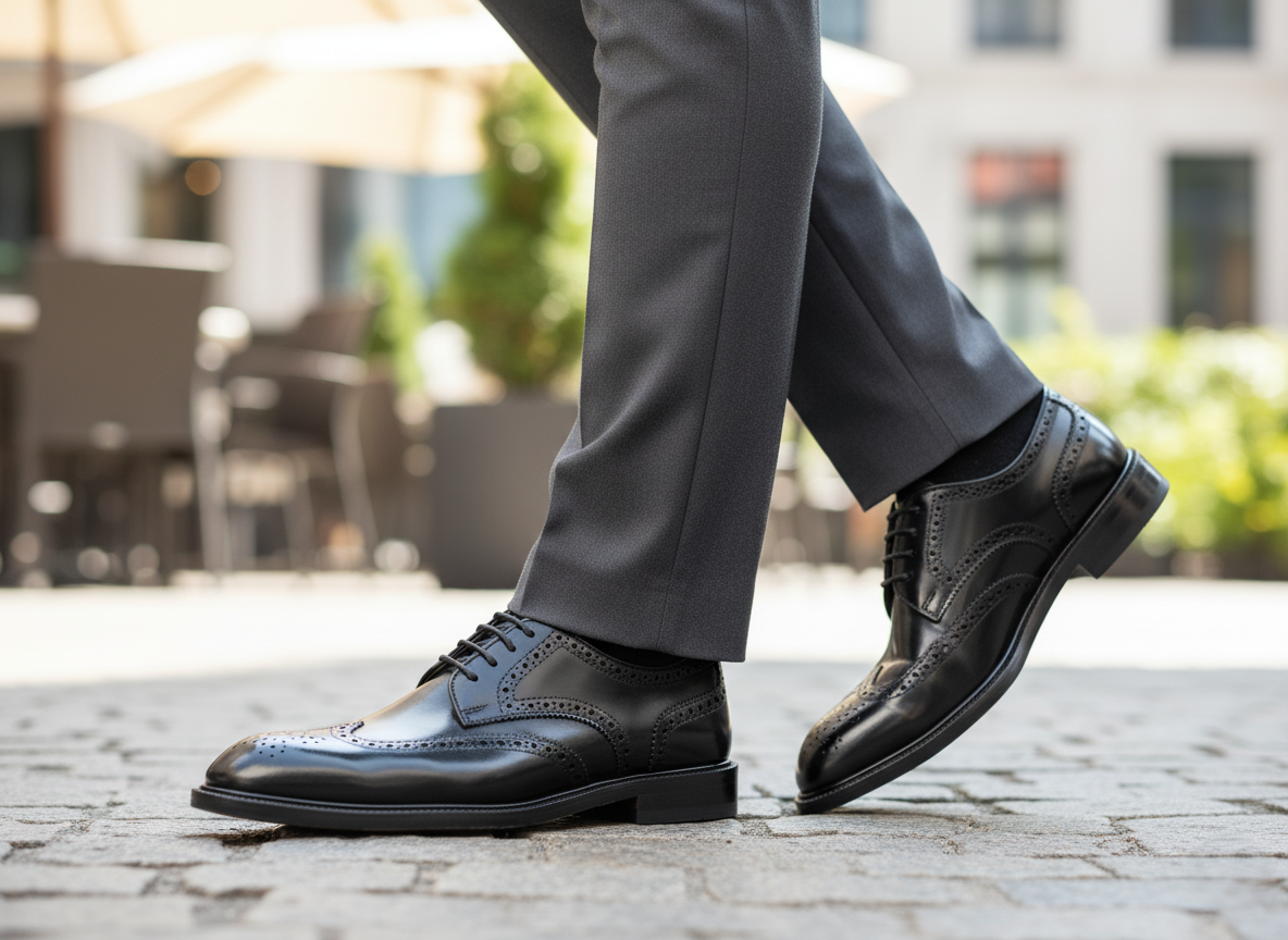 Zapato 1330 Caballero Camaleón Negro Suela Cuero Injerto