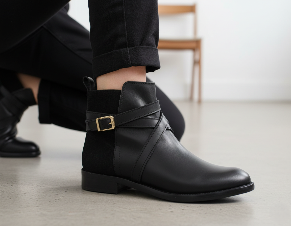 Bota 1014 Dama Becerro Negro Hunting Negro Suela Cuero Injerto