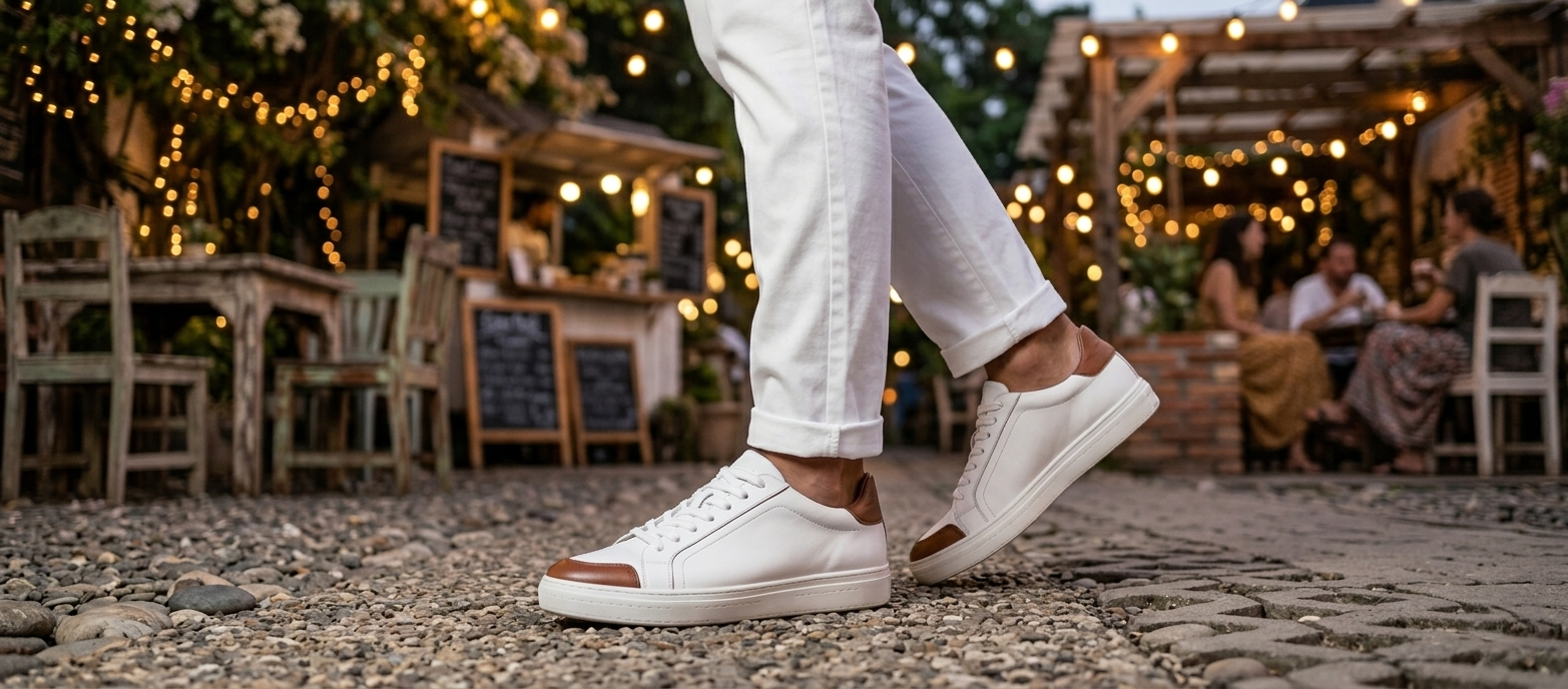 Tenis 04 Caballero Mestizo Liso Blanco/Capuchino Suela TR