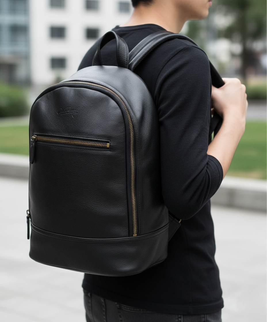 Backpack / Mochila Minimalista Piel Res Premium Negra