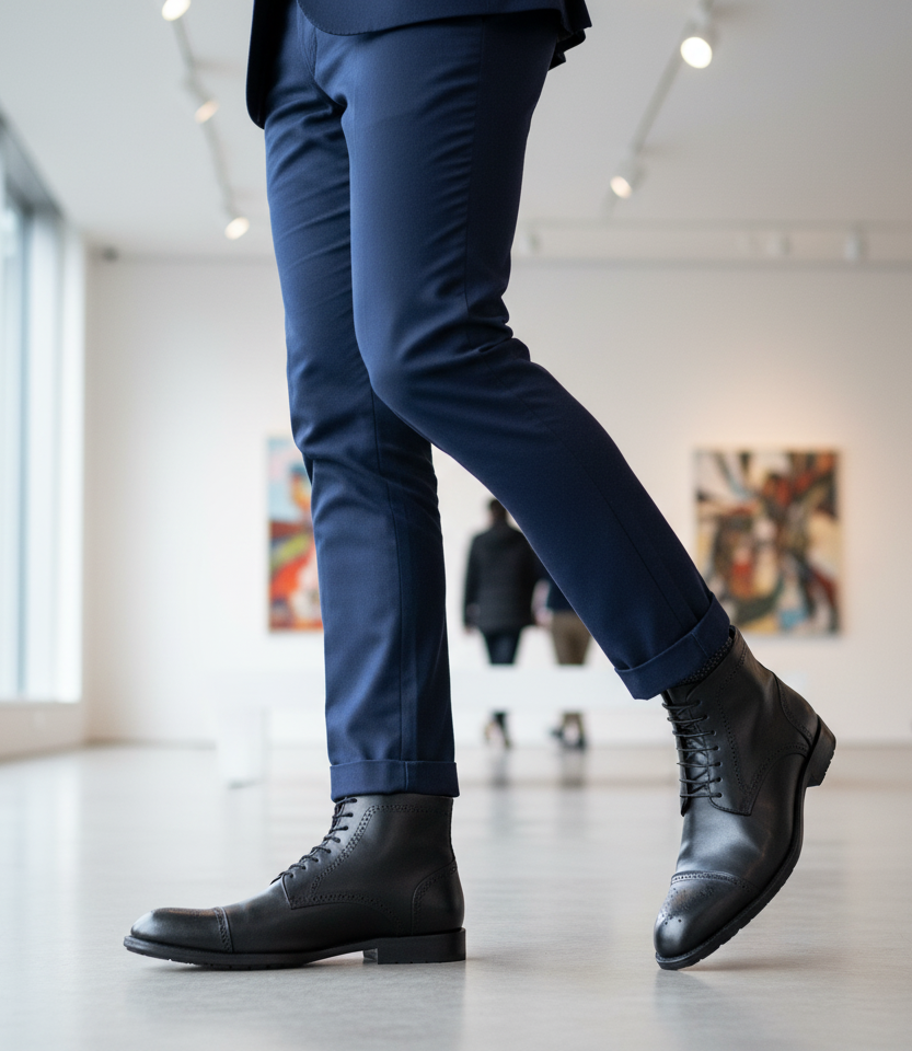 Bota 097705 Caballero Becerro Negro Suela Injerto