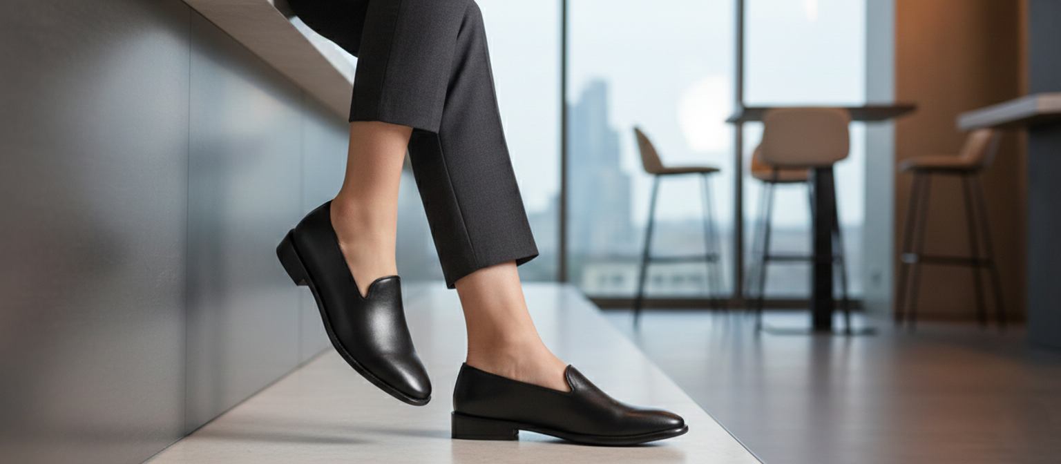 Zapato 1205 Dama Becerro Negro Suela Cuero