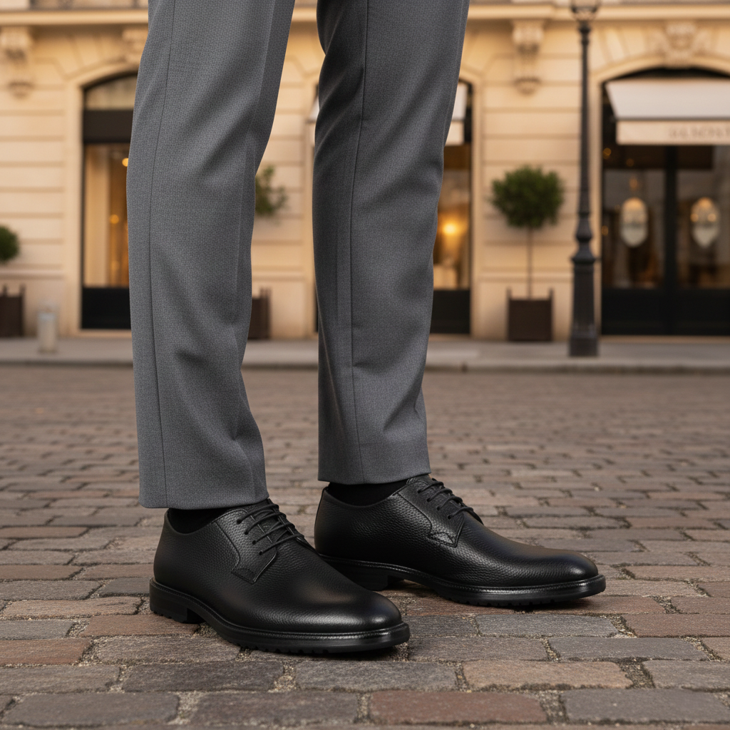 Zapato 7703 Caballero Mestizo Grabado Negro Suela Injerto