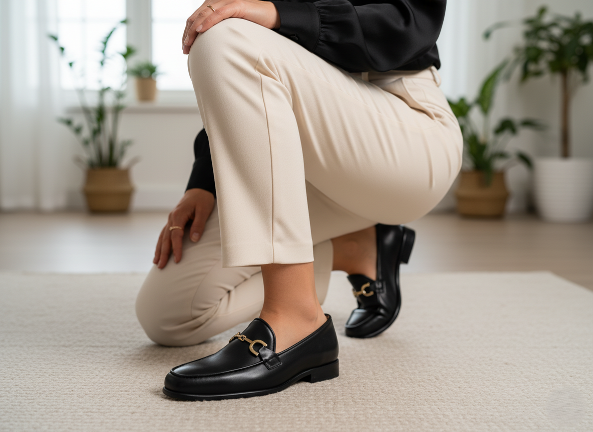 Zapato 1208 Dama Mestizo Liso Negro Suela Cuero