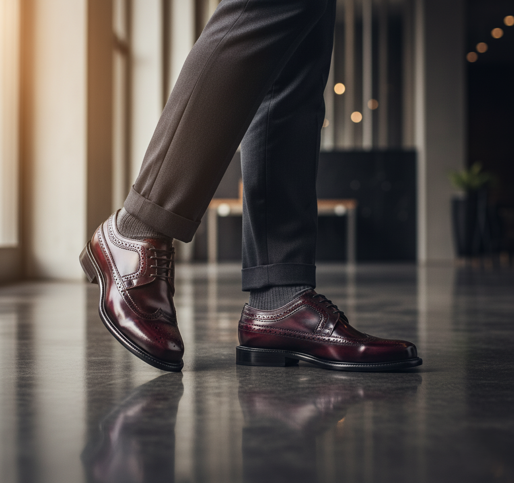 Zapato 2103 Caballero Camaleón Vino Suela Cuero