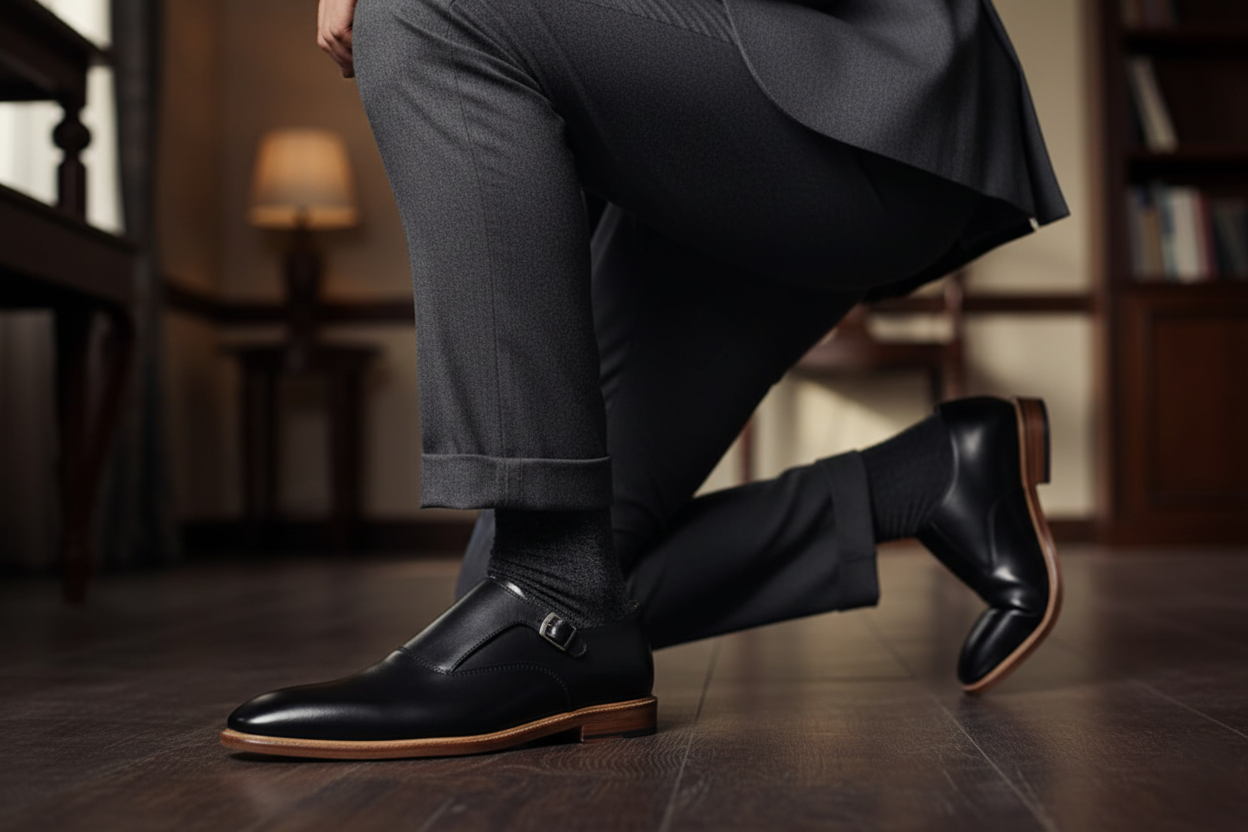 Zapato 1208 Caballero Becerro Negro Suela Canto Natural