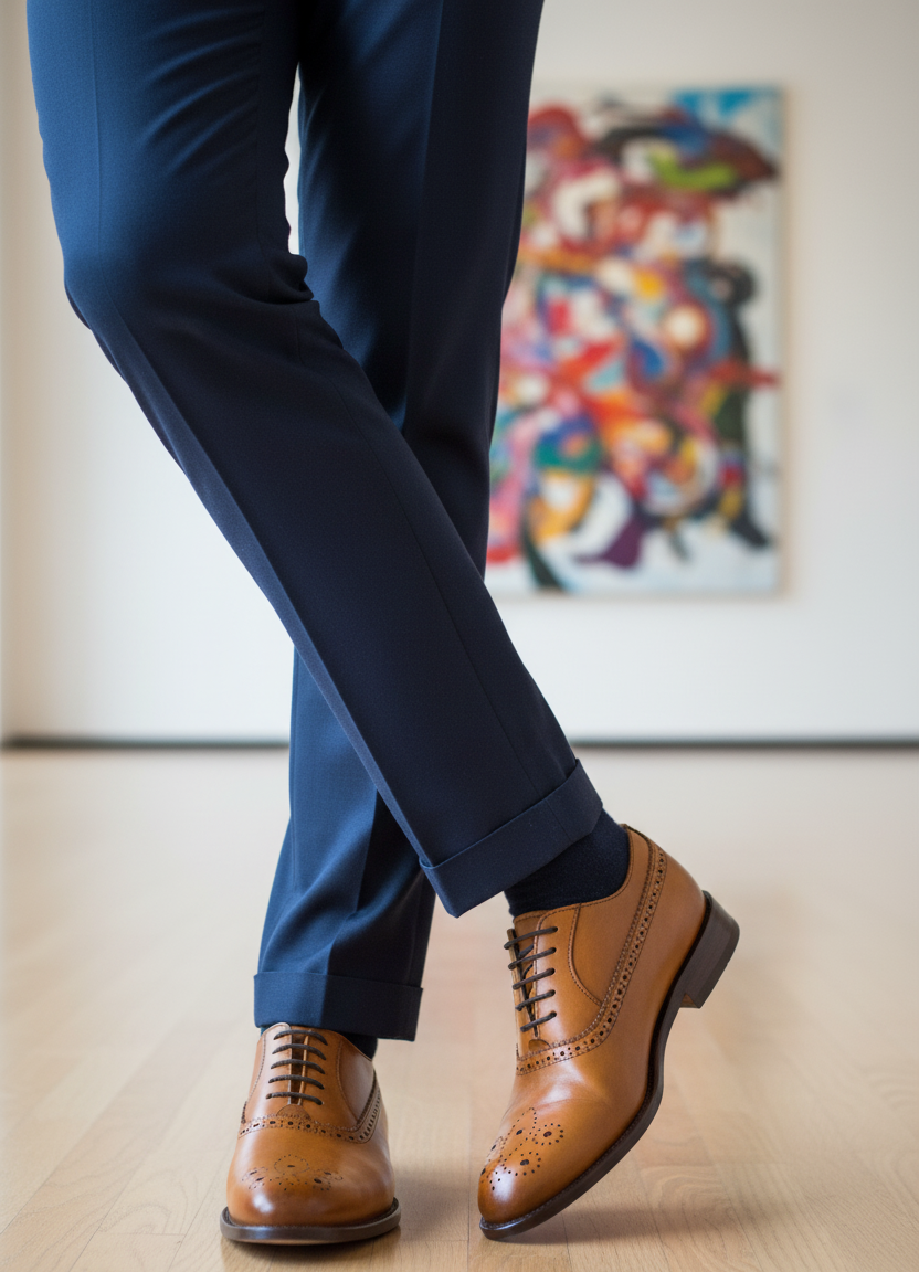 Zapato 1027 Caballero Becerro Miel Suela Cuero XL