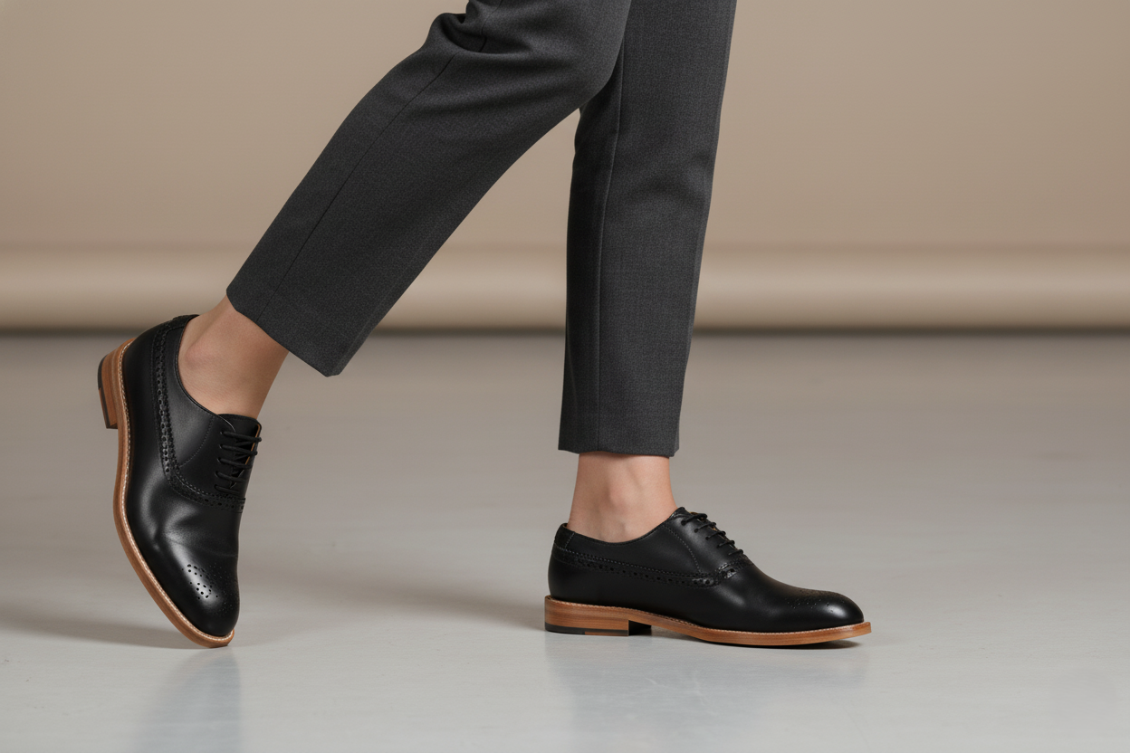 Zapato 1027 Dama Becerro Negro Suela Canto Natural