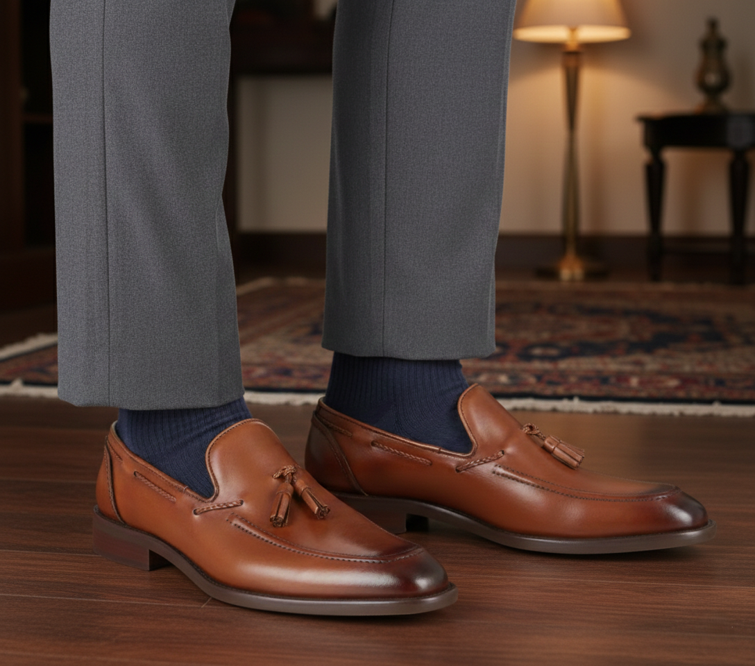 Zapato 1010 Caballero Becerro Café Brown Suela Cuero Injerto