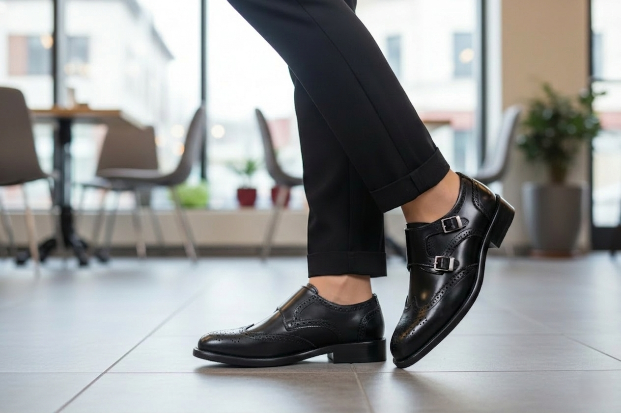 Zapato 1029 Dama Camaleón Negro Suela Cuero Injerto