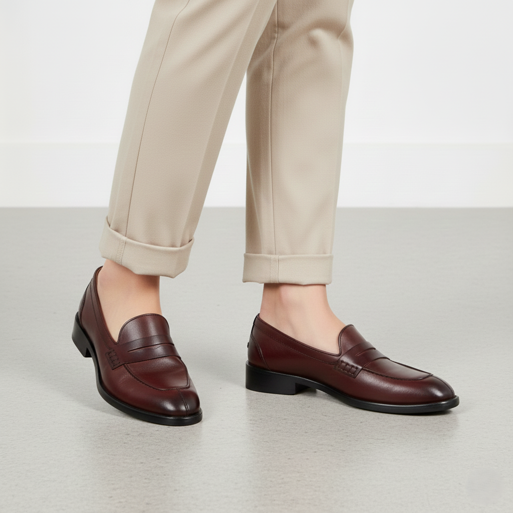 Zapato 1203 Dama Becerro Vino Suela Cuero