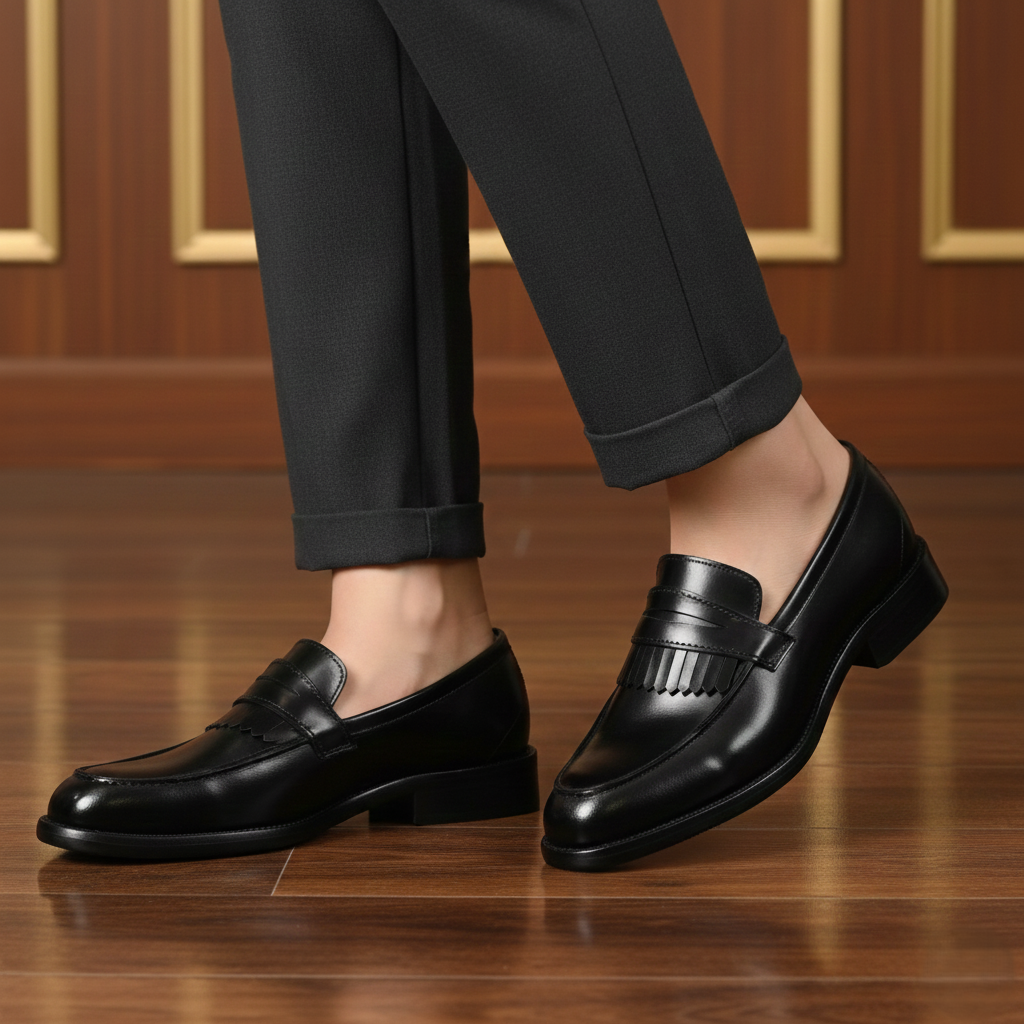 Zapato 1019 Dama Camaleón Negro Suela Cuero Injerto