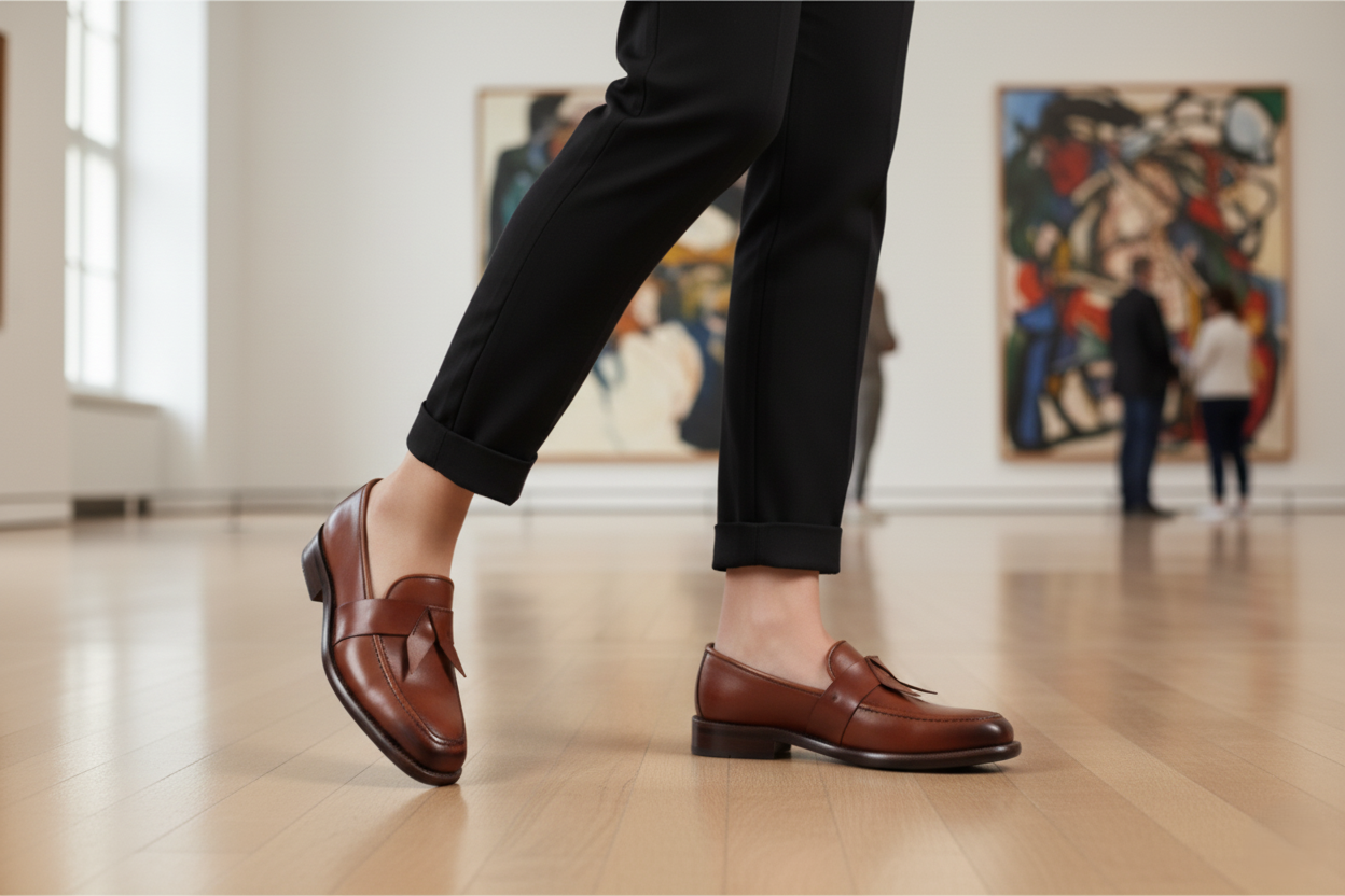 Zapato 1212 Dama Becerro Café Brown Suela Cuero Injerto