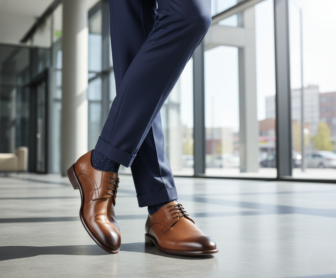 Zapato 1107 Caballero Becerro Café Brown Suela Cuero