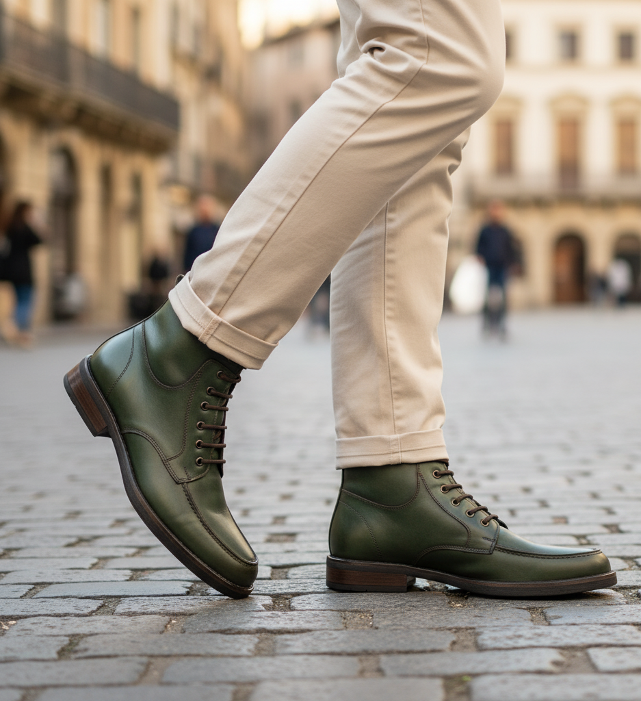 Bota 1675 Caballero Ternera Verde Suela Poliuretano