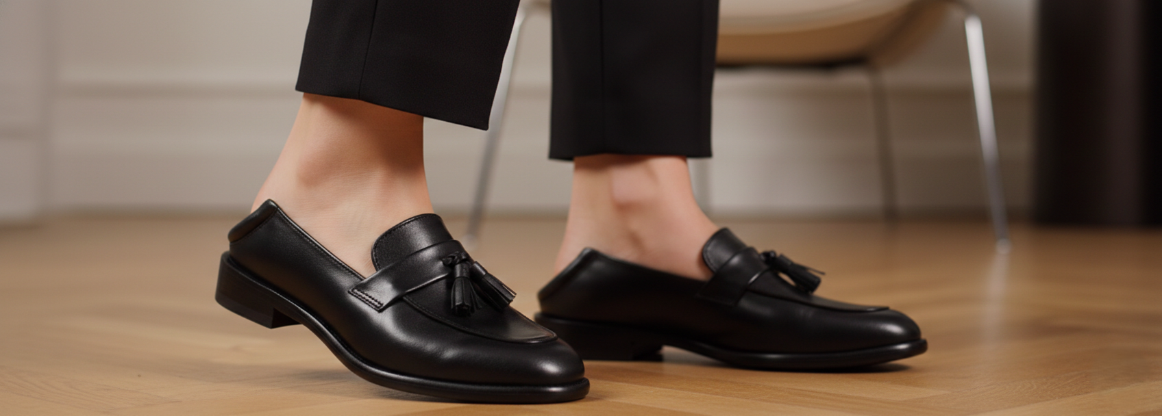 Zapato 1004 Dama Mestizo Liso Negro Suela Cuero