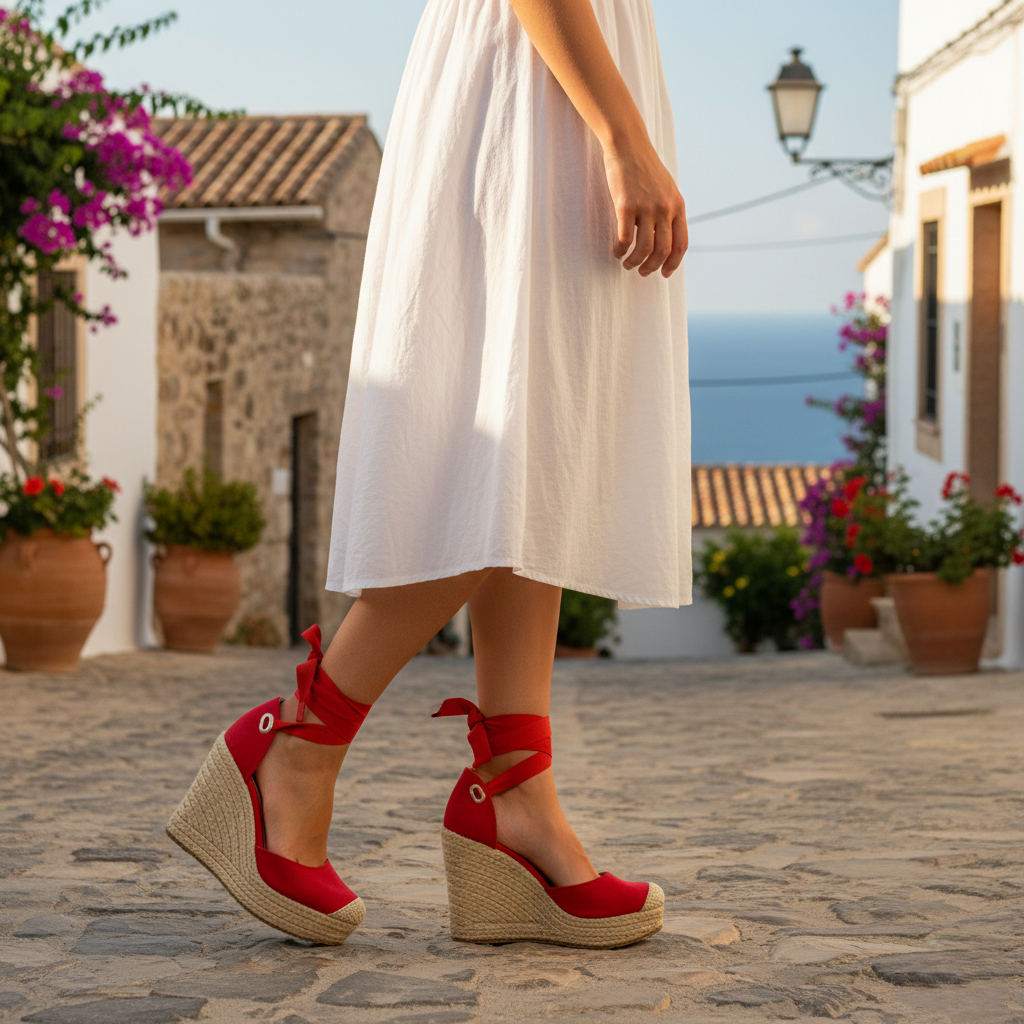 Alpargata 201 Dama Textil Rojo Suela Sintetica Antiderrapante
