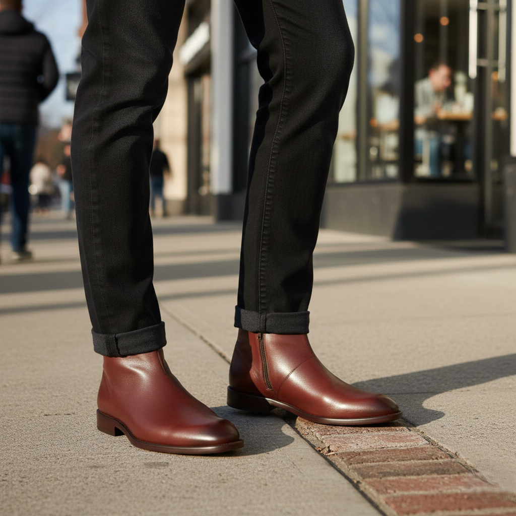 Bota 1017 Caballero Becerro Café Capuchino Suela Cuero