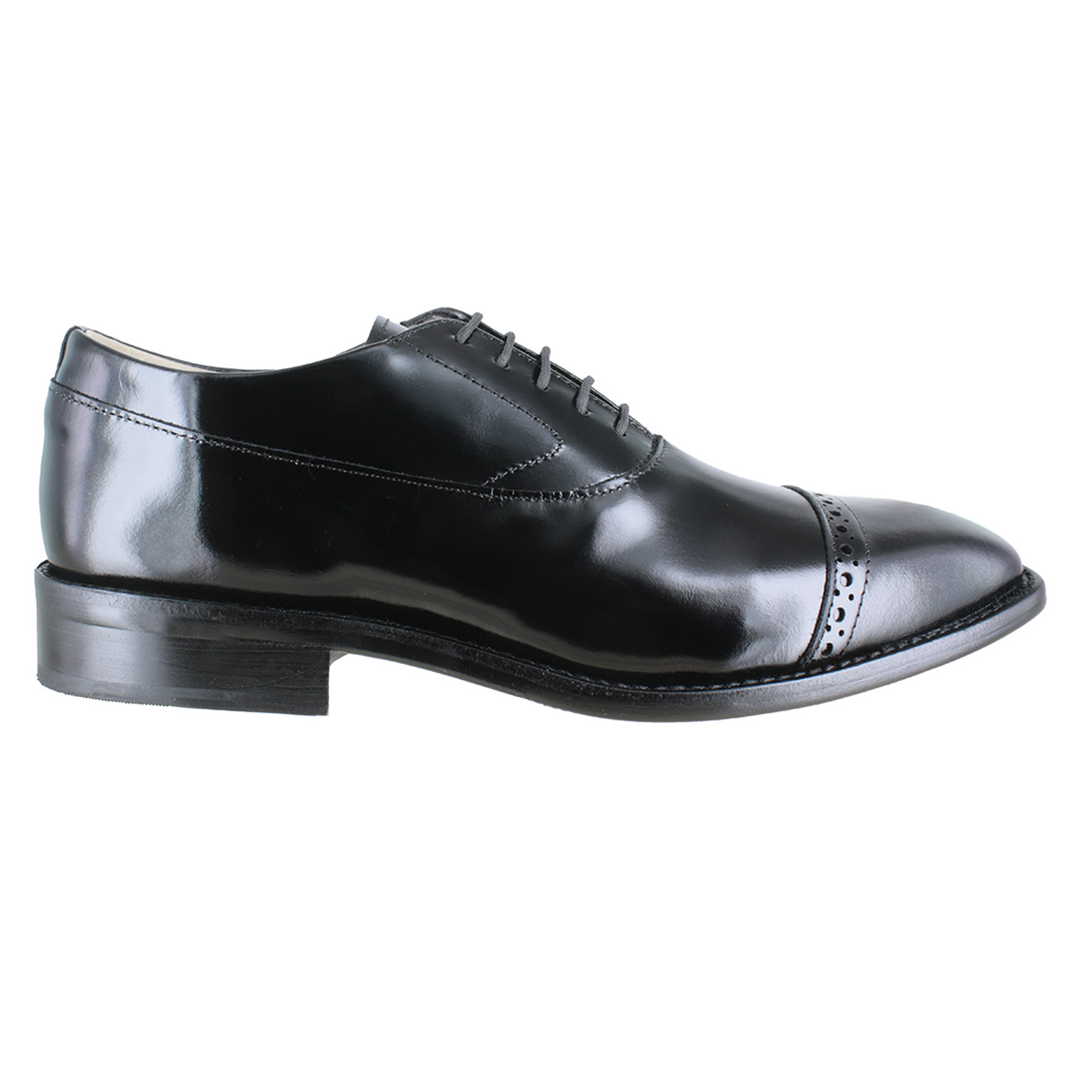 Zapato 1218 Caballero Camaleón Negro Suela Cuero Injerto