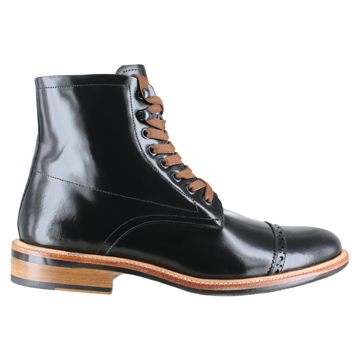 Bota 8027 Caballero Camaleón Negro Suela Cuero Injerto Canto Natural