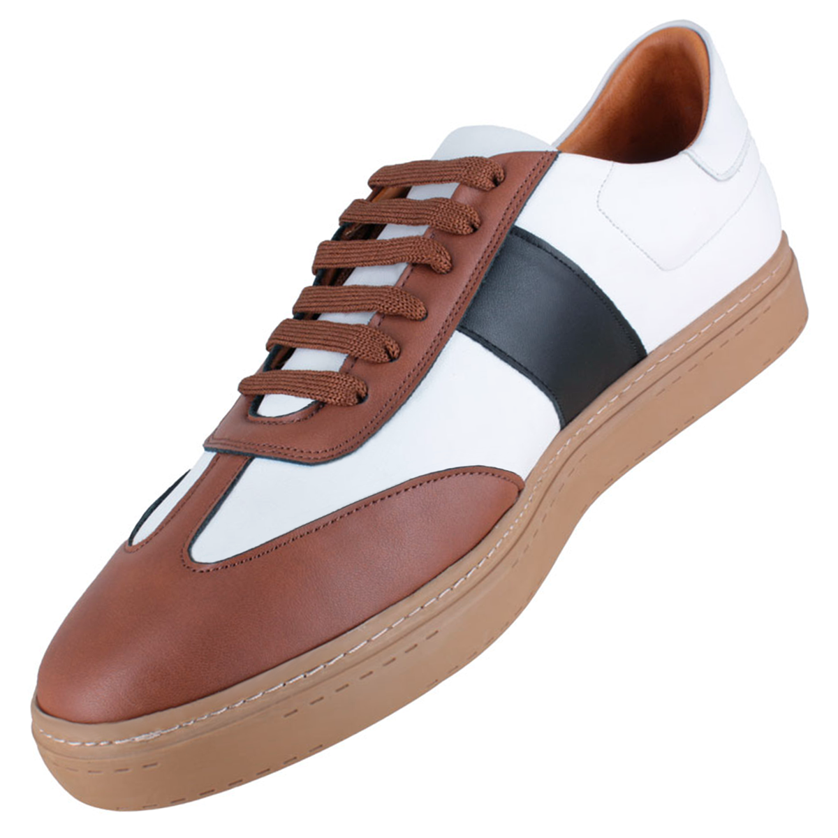 Tenis 021 Caballero Trento Blanco/Cognac/Negro Suela TR