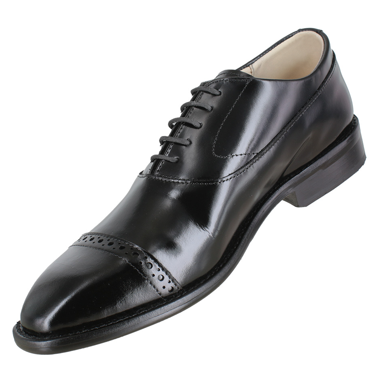 Zapato 1218 Caballero Camaleón Negro Suela Cuero Injerto