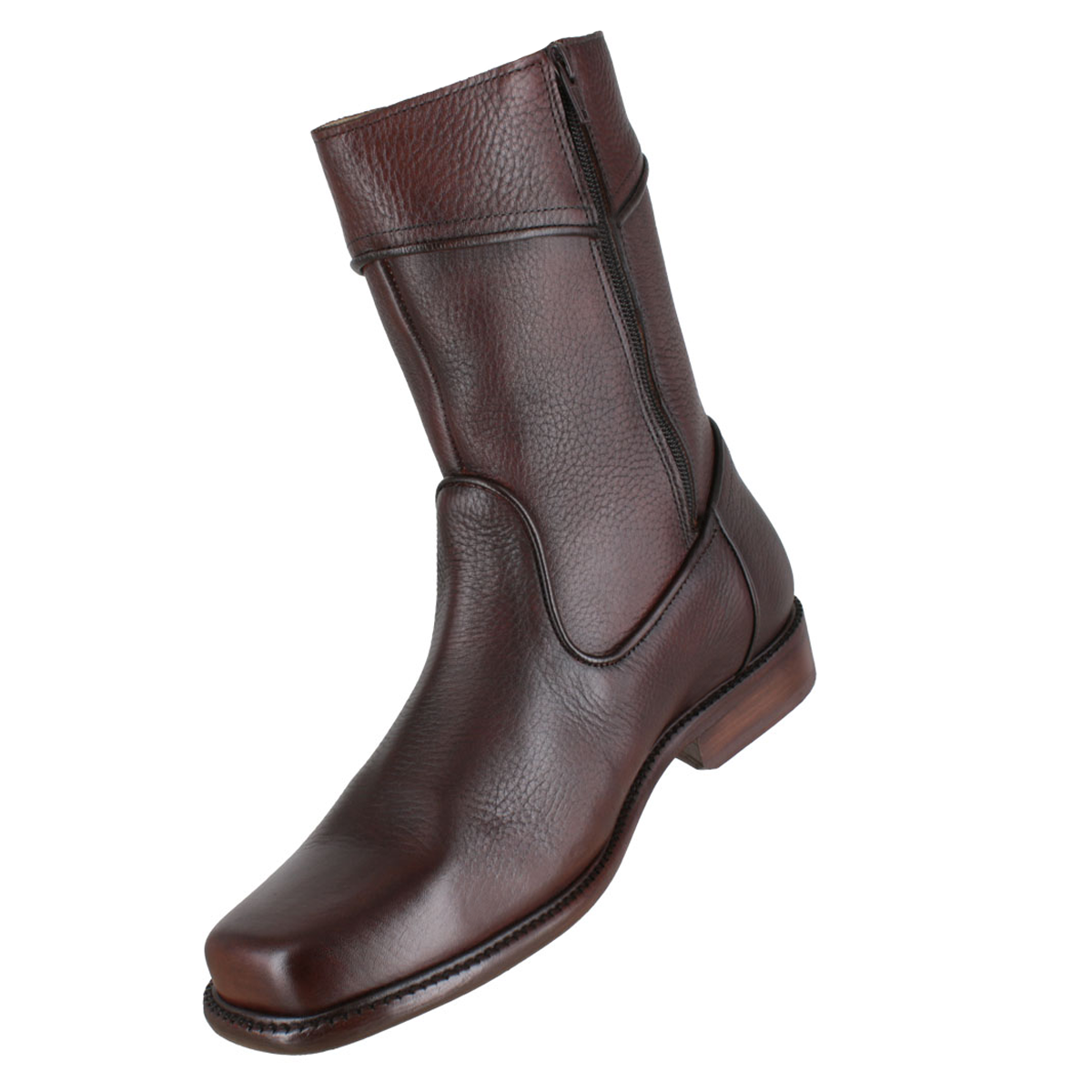 Bota 1614 Caballero Becerro Grabado Cognac Suela Cuero