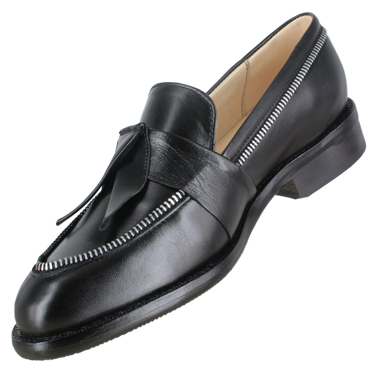 Zapato 1024 Dama Mestizo Liso Negro Suela Cuero Injerto