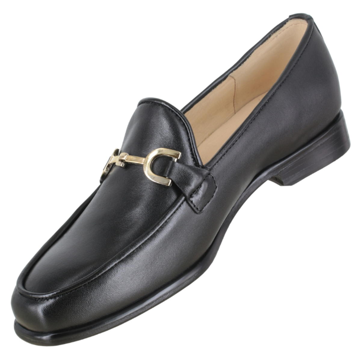 Zapato 1208 Dama Mestizo Liso Negro Suela Cuero