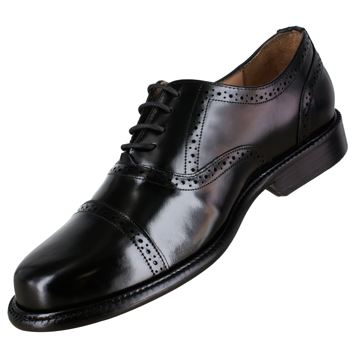 Zapato 2102 Caballero Camaleón Negro Suela Cuero