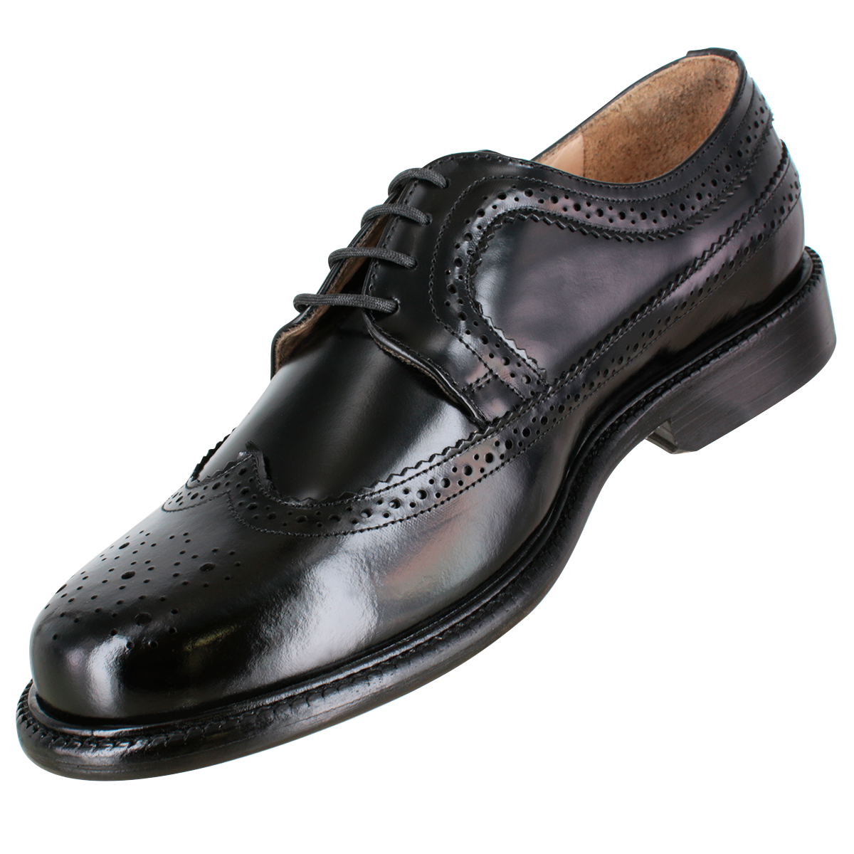 Zapato 2103 Caballero Camaleón Negro Suela Cuero