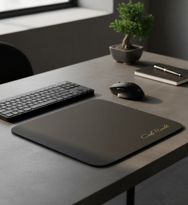 Mousepad Piel de Res Genuina Negro
