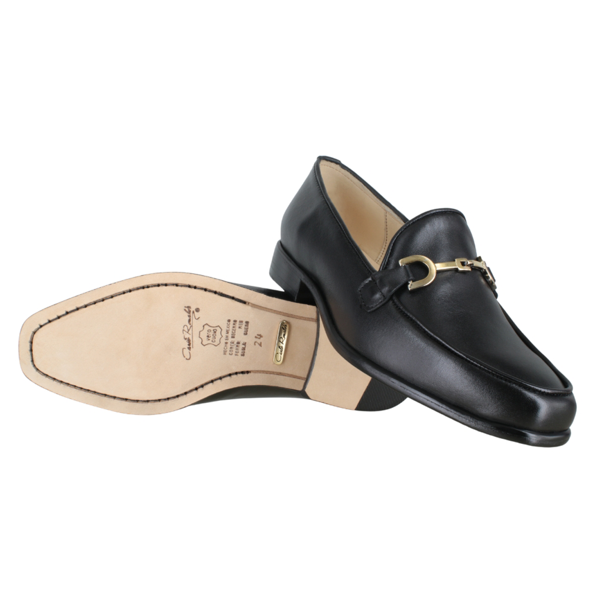 Zapato 1208 Dama Mestizo Liso Negro Suela Cuero