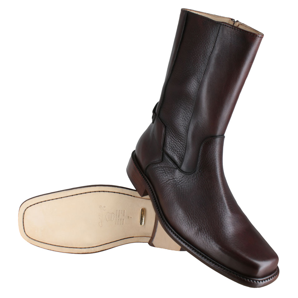 Bota 1613 Caballero Becerro Grabado Cognac Becerro Cognac Suela Cuero