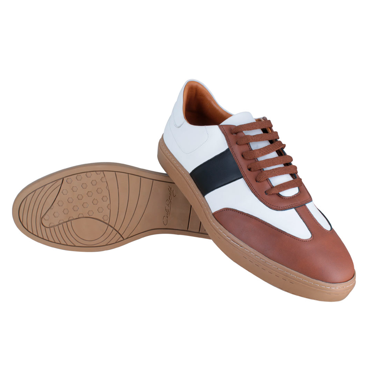 Tenis 021 Caballero Trento Blanco/Cognac/Negro Suela TR