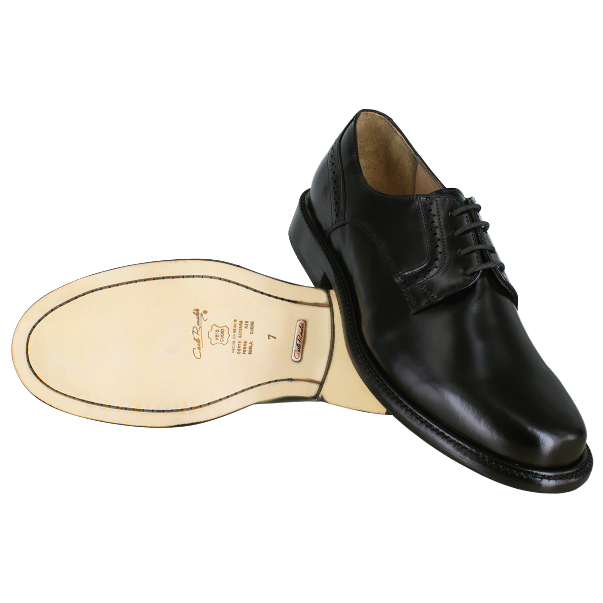 Zapato 2107 Caballero Camaleón Negro Suela Cuero