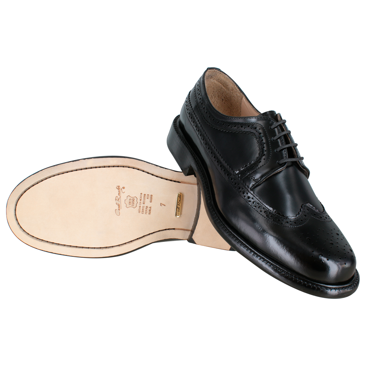 Zapato 2103 Caballero Camaleón Negro Suela Cuero