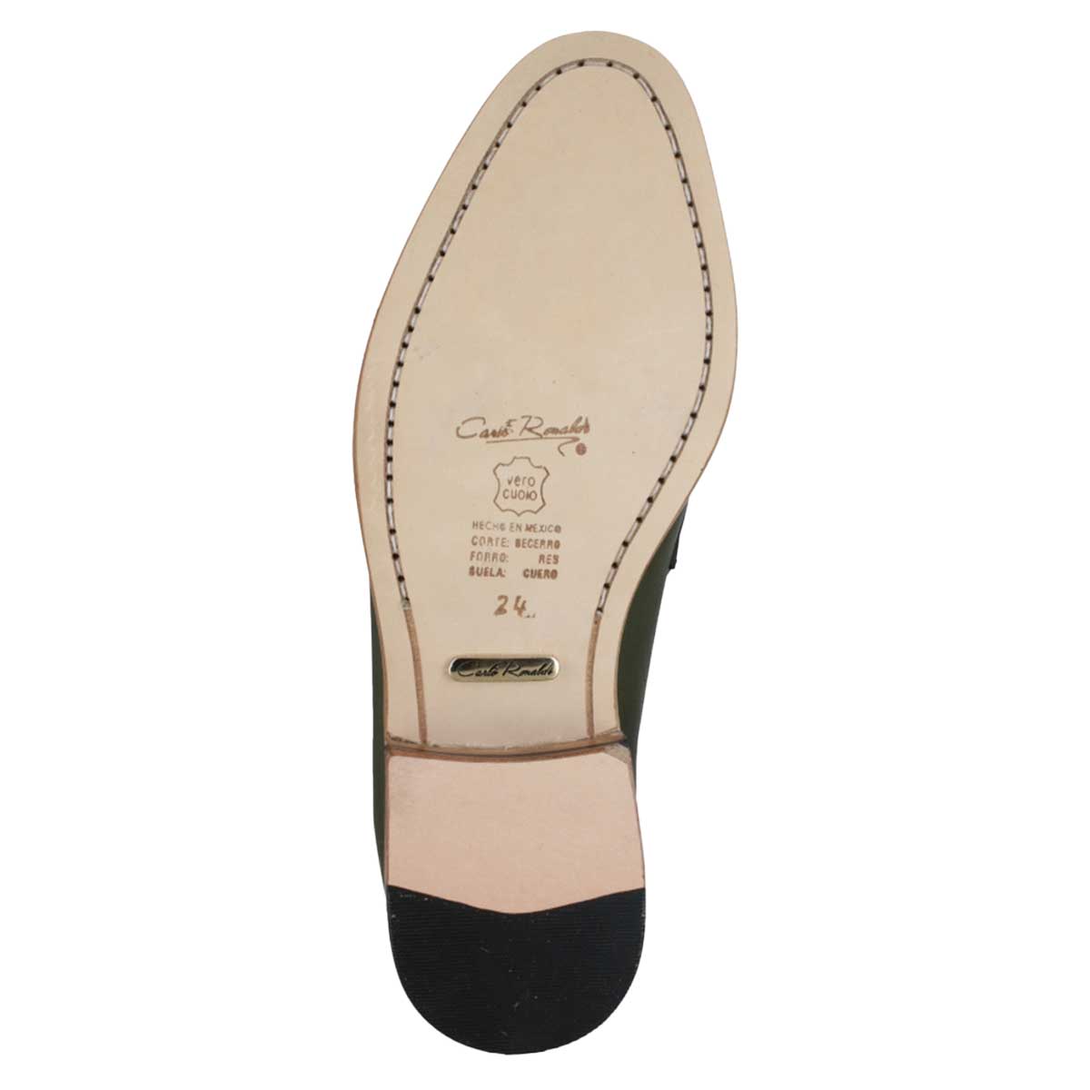 Zapato 1022 Dama Becerro Verde Suela Cuero Canto Natural