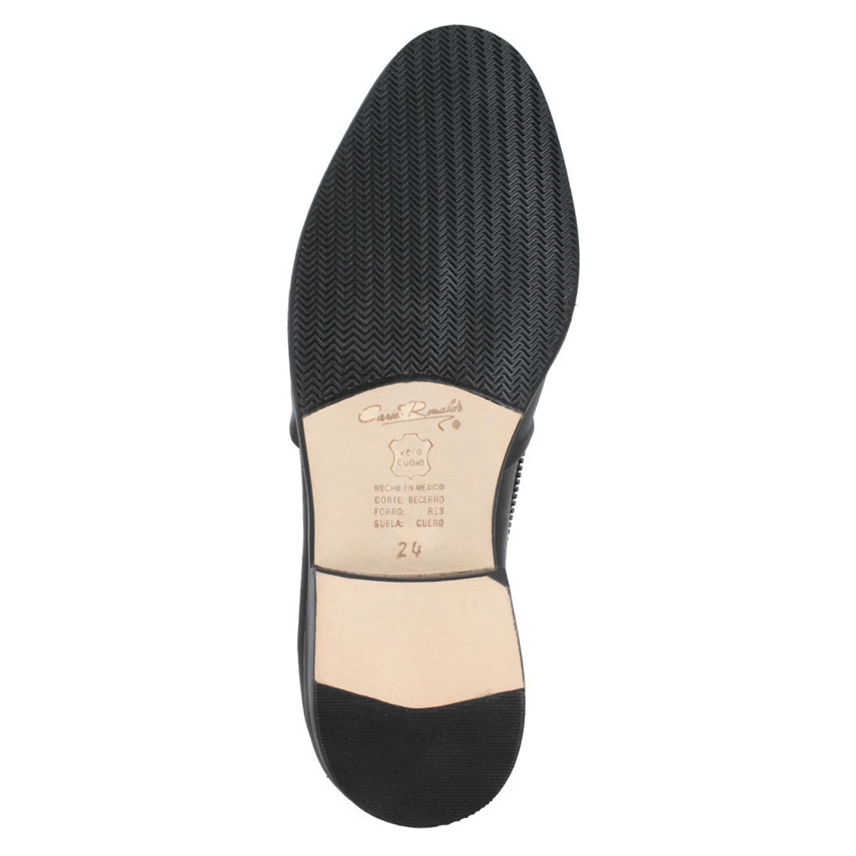 Zapato 1024 Dama Mestizo Liso Negro Suela Cuero Injerto