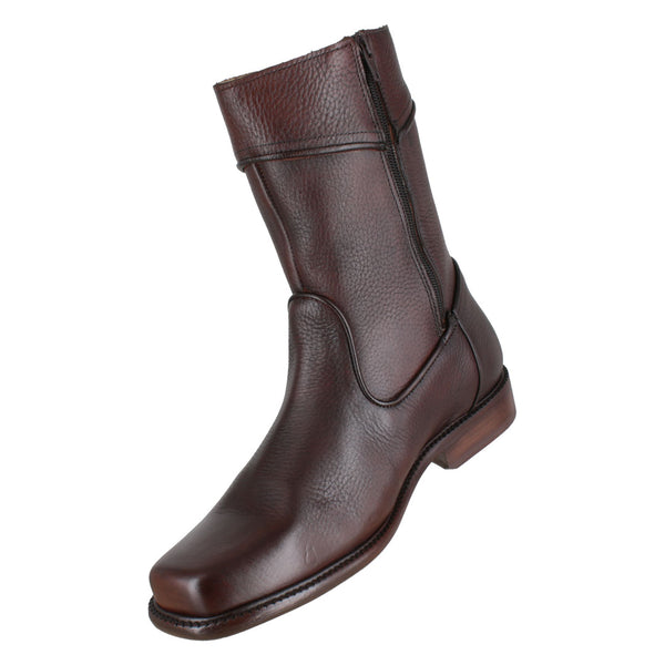 Bota 1614 Caballero Becerro Grabado Cognac Suela Cuero