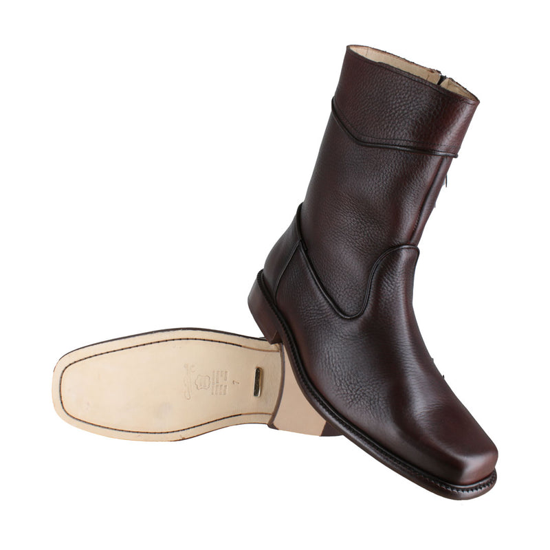 Bota 1614 Caballero Becerro Grabado Cognac Suela Cuero