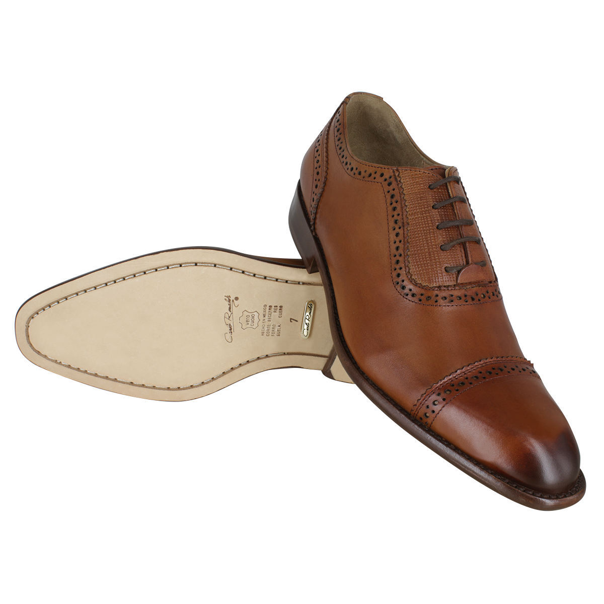 Zapato 1022-12 Caballero Becerro Café Brown Suela Cuero XL